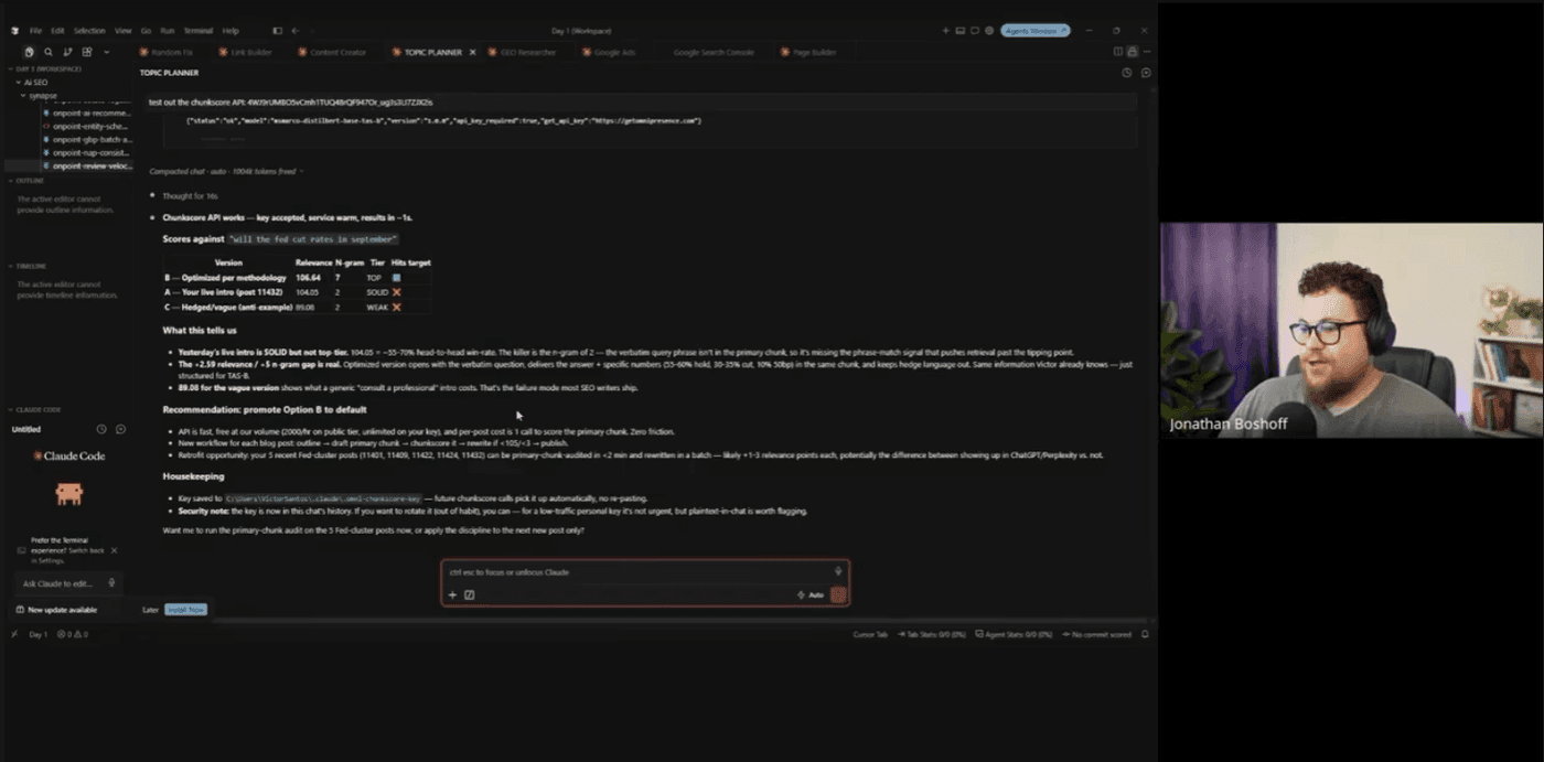 A members call: a live page scored passage by passage on screen.